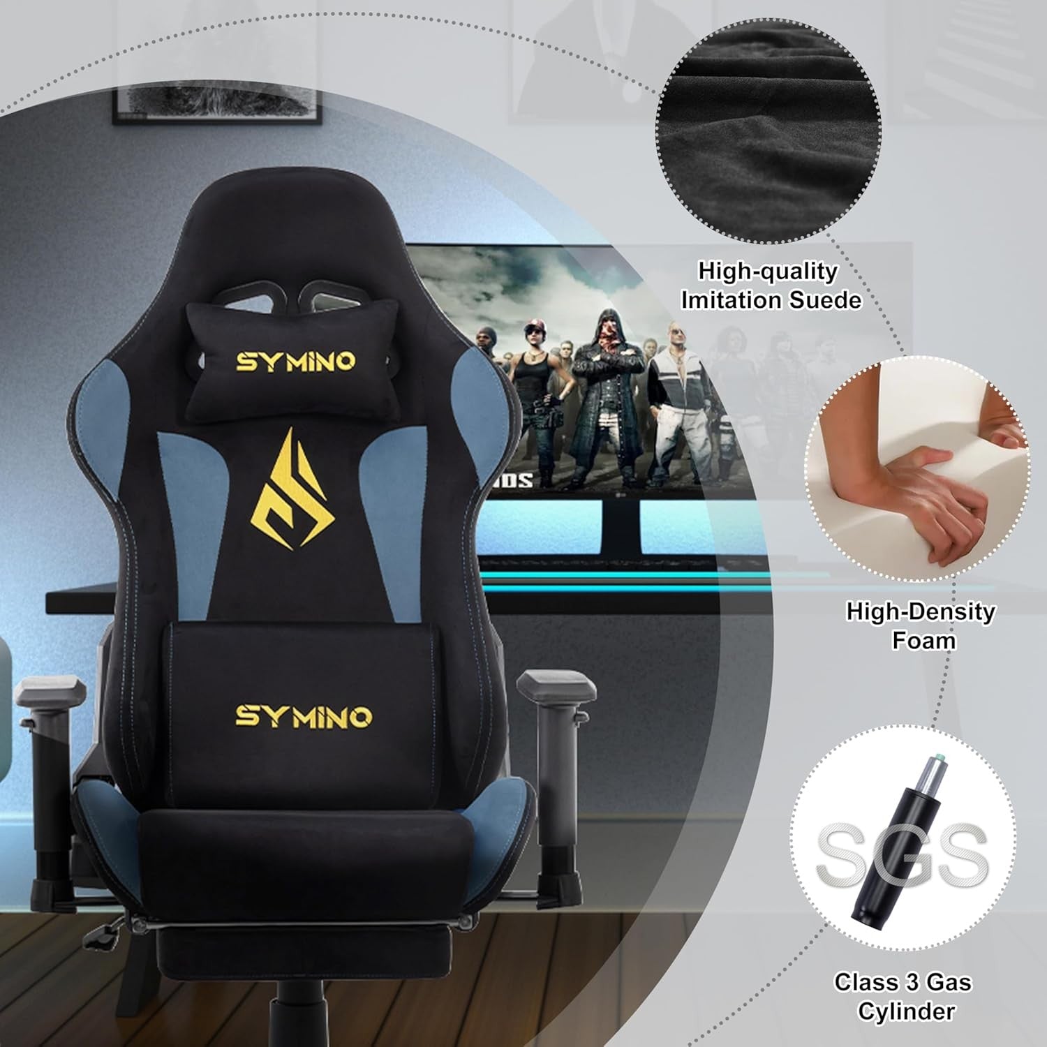 Ergonomic Gaming Chair with Footrest & Adjustable Support – PC Desk Seat