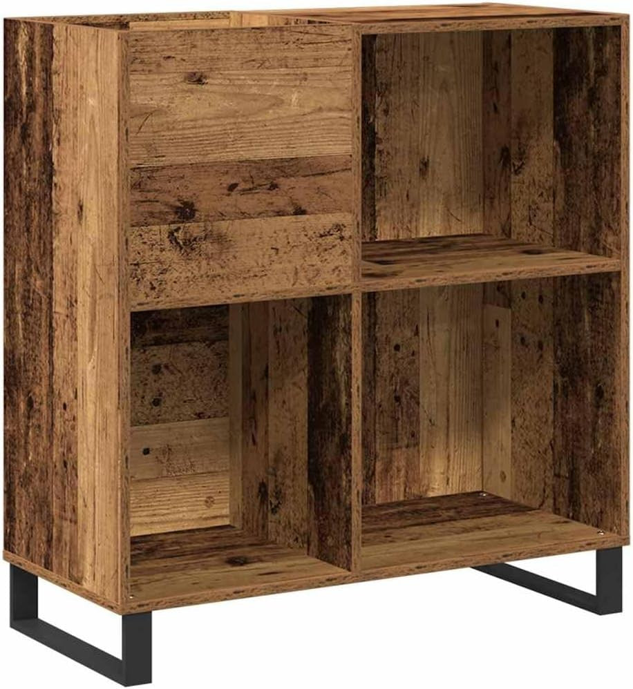 Oak Media Storage Cabinet with Shelves & Metal Legs – 89cm Wide Unit