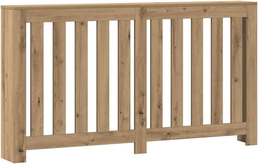 Oak Radiator Cover Shelf | Modern Slatted MDF Cabinet 149x20x82cm