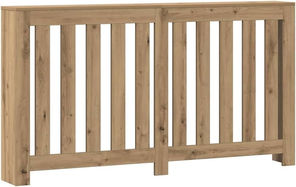 Oak Radiator Cover Shelf | Modern Slatted MDF Cabinet 149x20x82cm