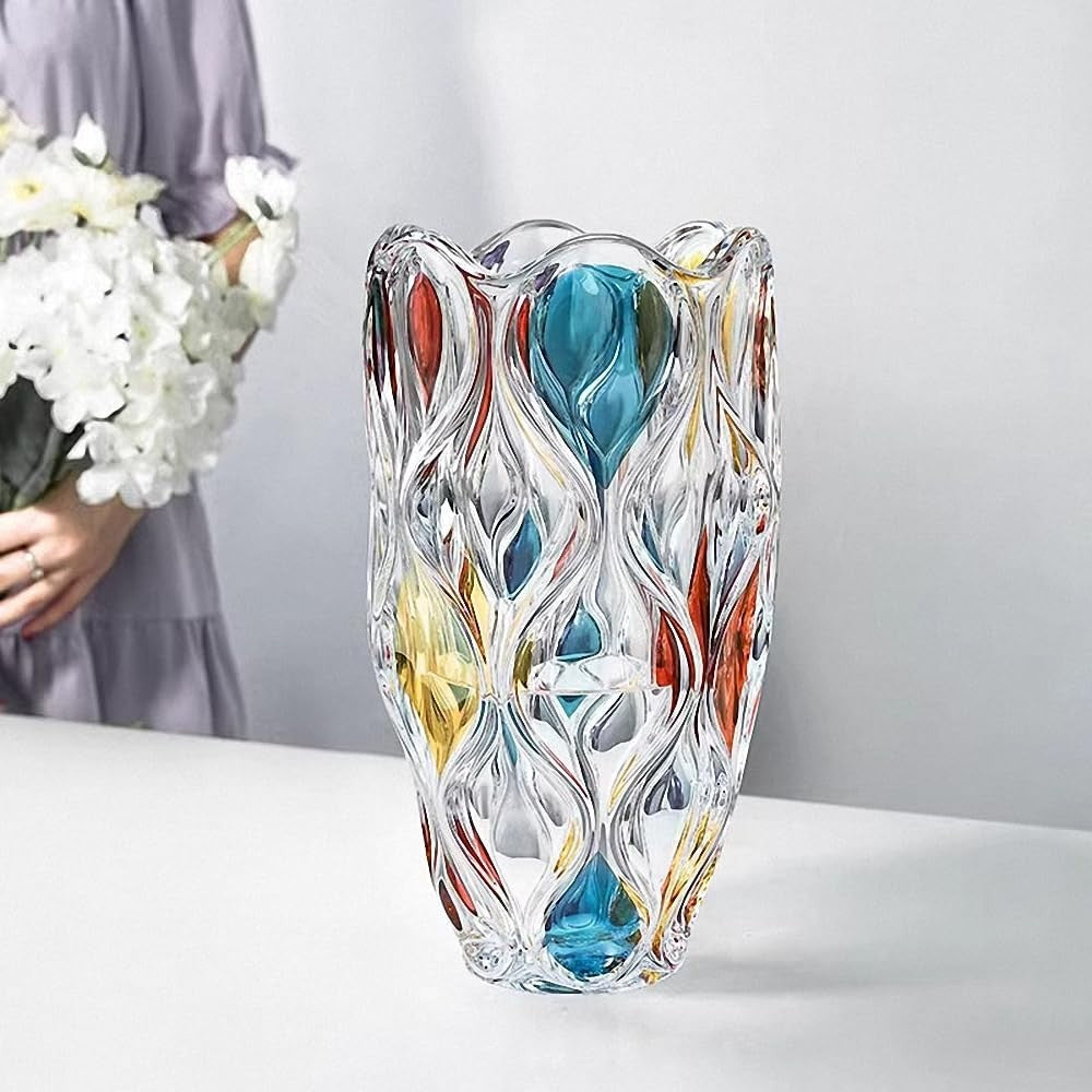Colorful Hand Painted Glass Vase Tall Luxury Flower Vase Modern Home Decor