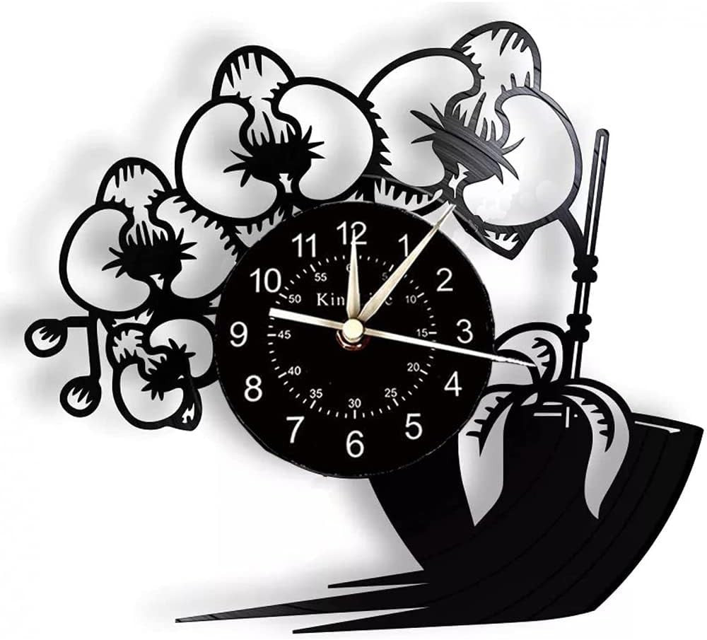 Butterfly Orchid Vinyl Wall Clock Silent Modern Art Decor 30cm Unique Home Gift