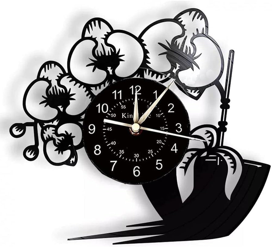 Butterfly Orchid Vinyl Wall Clock Silent Modern Art Decor 30cm Unique Home Gift