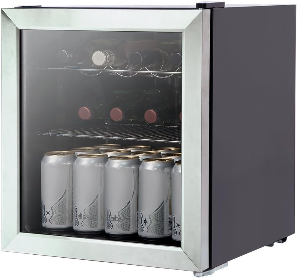 Russell Hobbs 46L Mini Fridge Wine & Drinks Cooler Stainless Steel Table Top