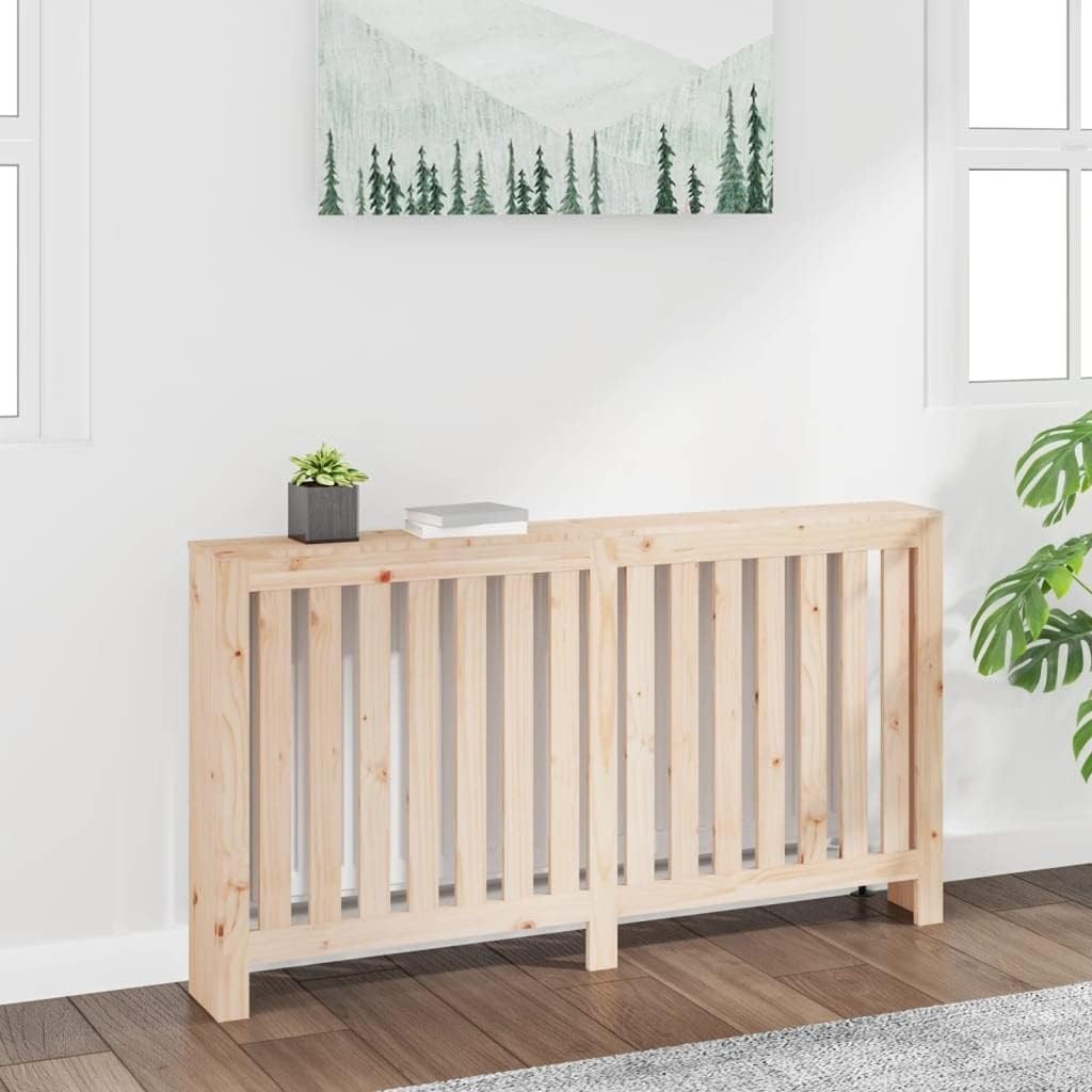 Radiator Cover Slatted Wood Shelf 153x19x84cm Natural Finish | Easy Assembly