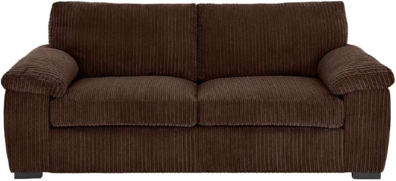 3 Seater Jumbo Cord Sofa Brown – Deep Cushions, Soft Fabric, No Assembly