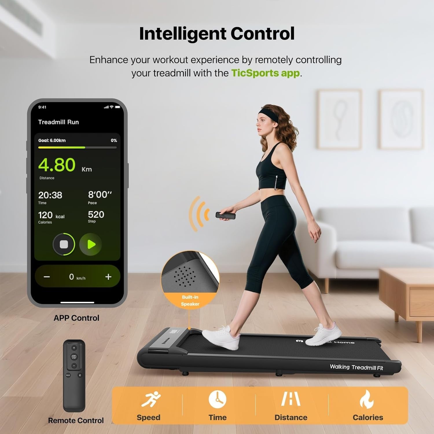 Under Desk Treadmill 6KMH Portable Walking Jogging Machine LED Remote