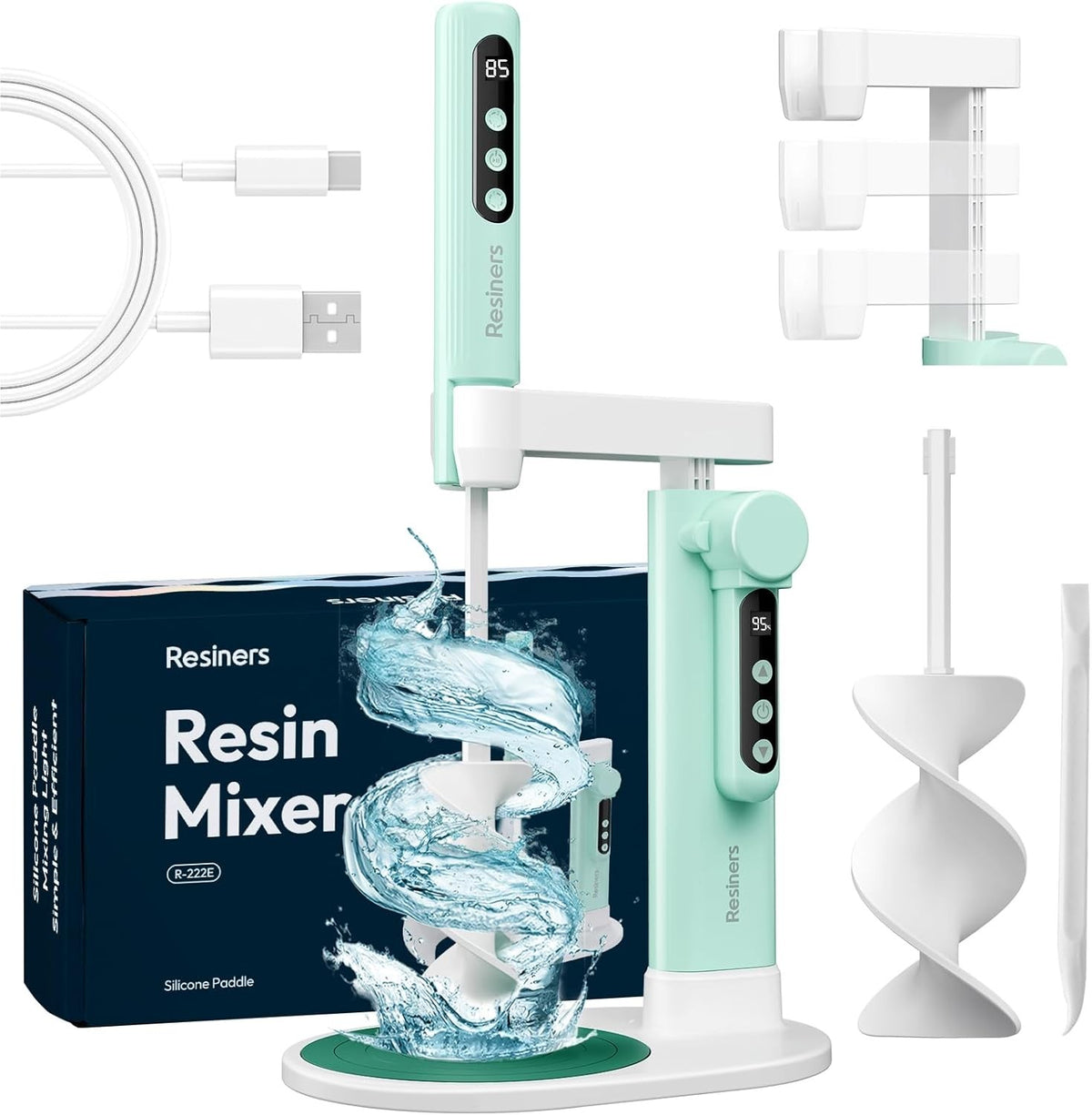 Electric Resin Mixer with Stand Hands Free Epoxy Silicone Paint Mixing