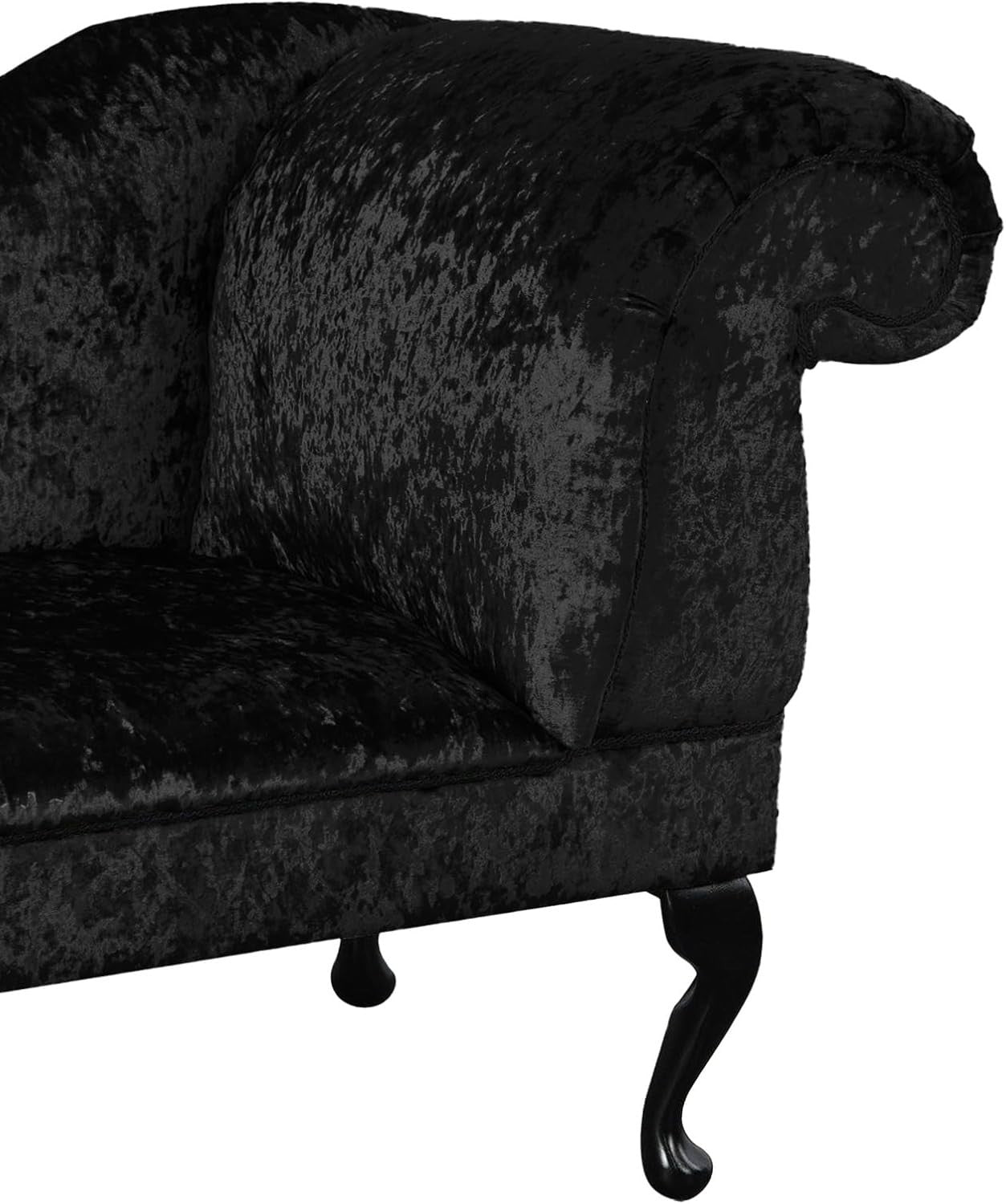 Shimmer Velvet Chaise Lounge Sofa Right Hand – Black, UK Handmade