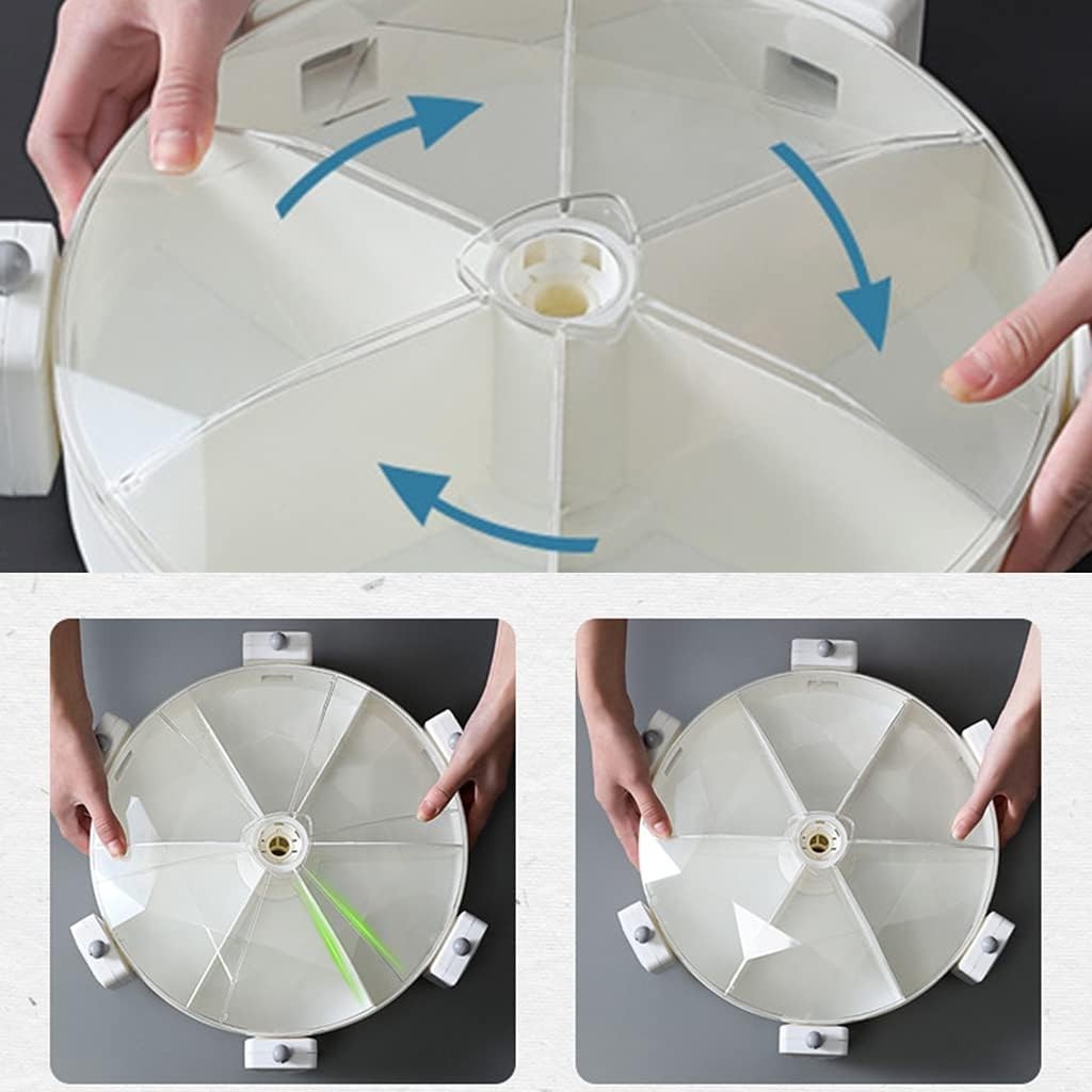 8.5L Wall Mounted Grain Dispenser 6 Grid Rotating Food Storage Box