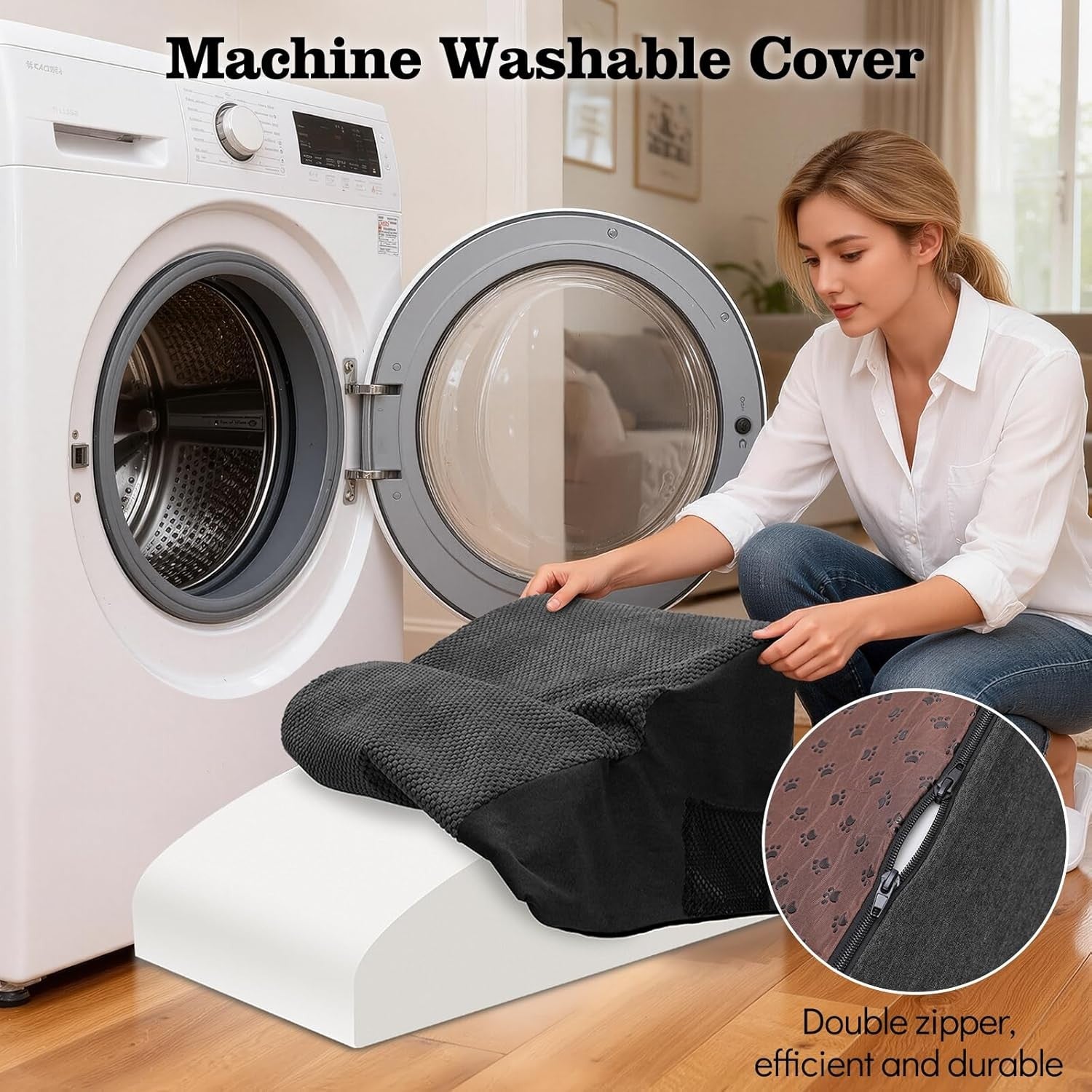 2 Step Dog Ramp for Sofa Bed Non Slip Washable Black 55x40x30cm