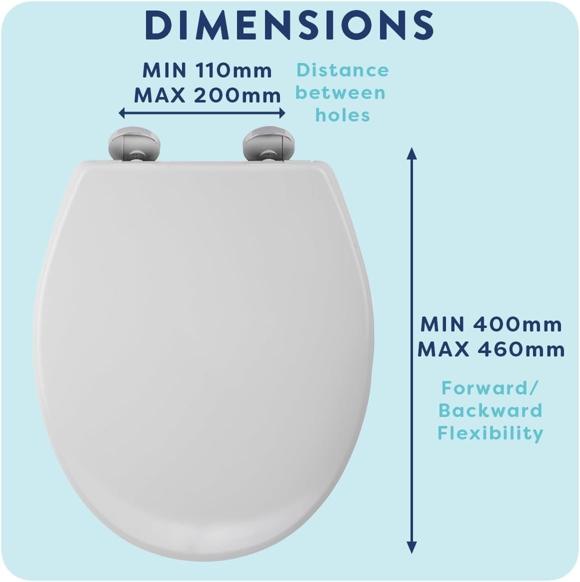 Soft Close Toilet Seat Quick Release Antibacterial Adjustable Hinges