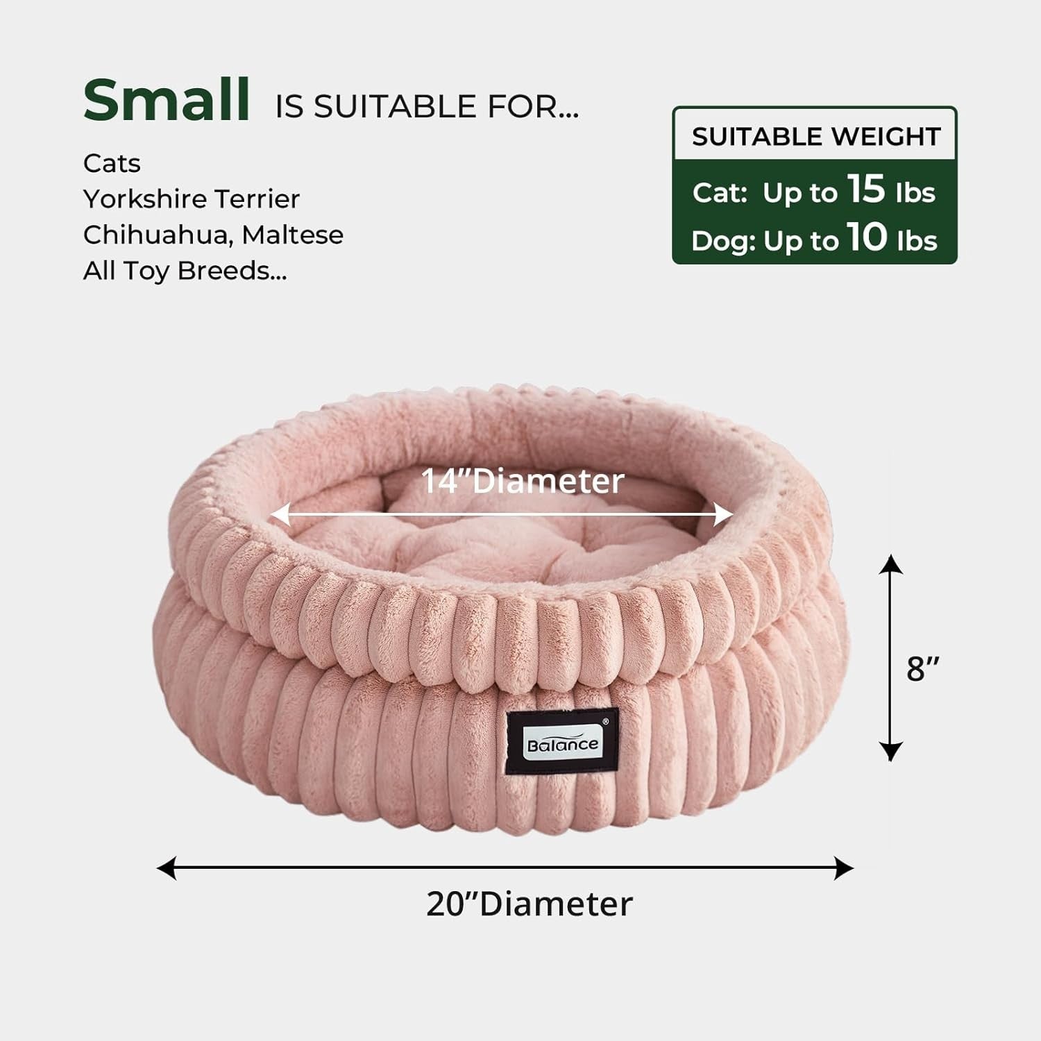 Round Plush Cat Bed 50cm Washable Faux Fur Kitten Puppy Bed Non Slip