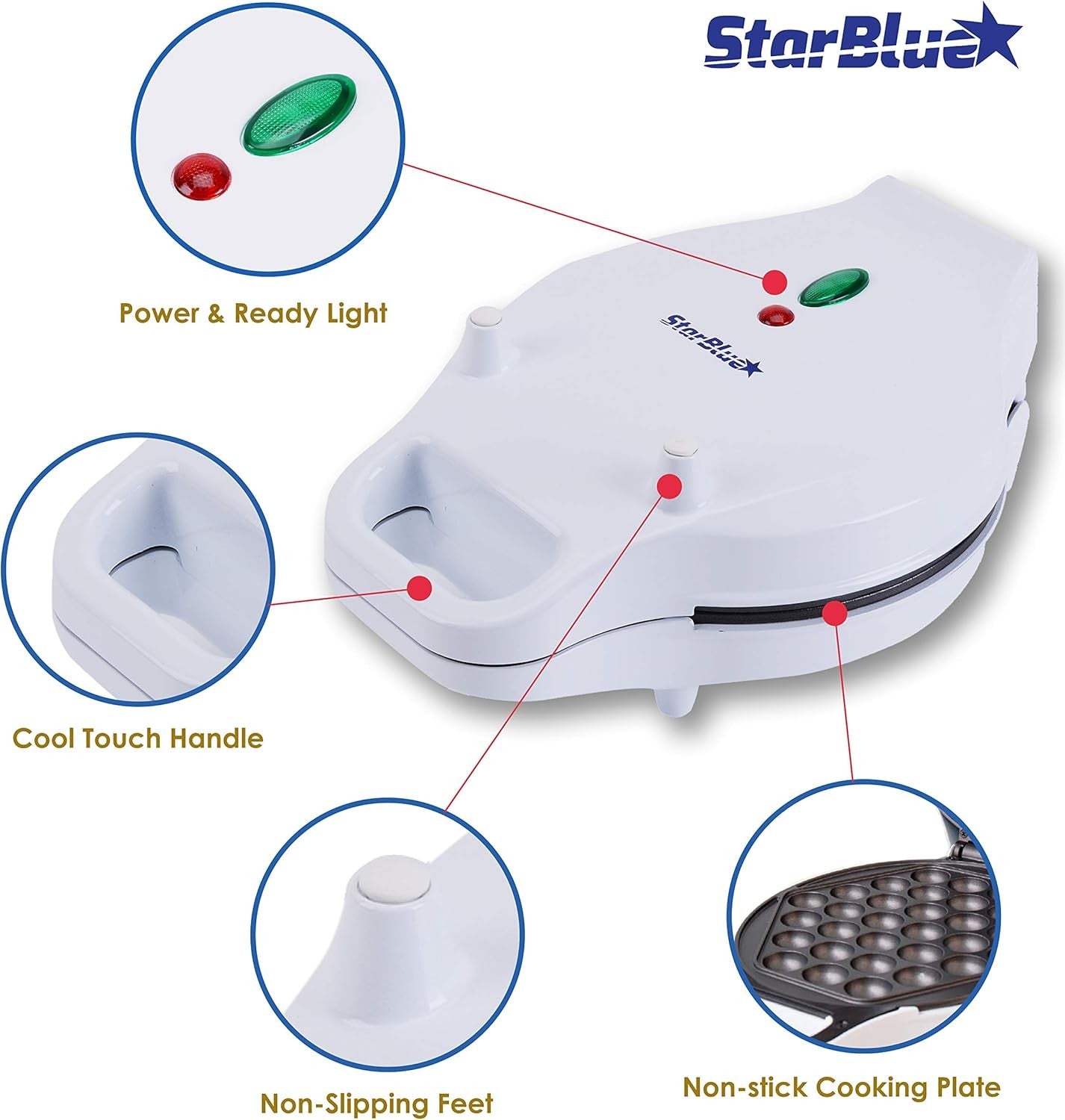 Hong Kong Bubble Waffle Maker Non Stick 640W UK Plug White