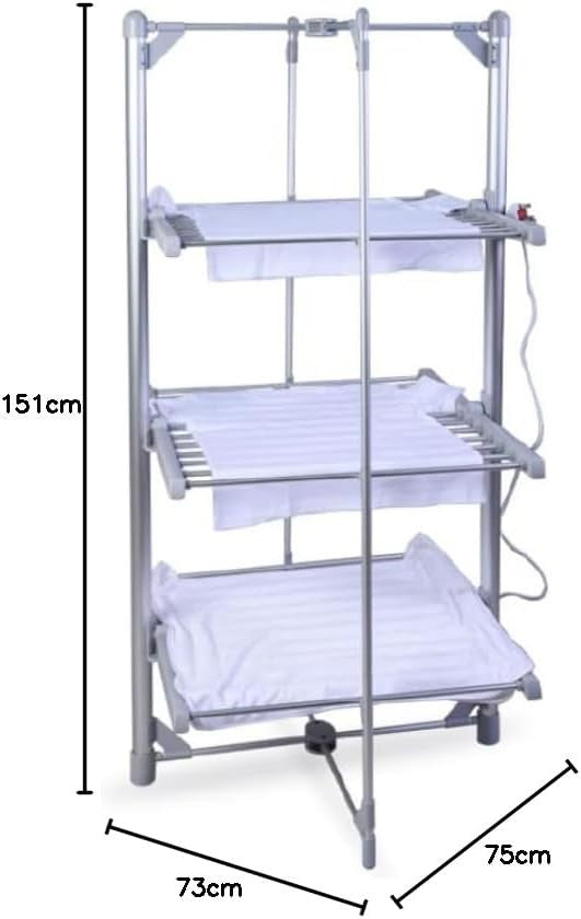 3 Tier Heated Clothes Airer with Cover XL Electric Indoor Drying Rack 300W