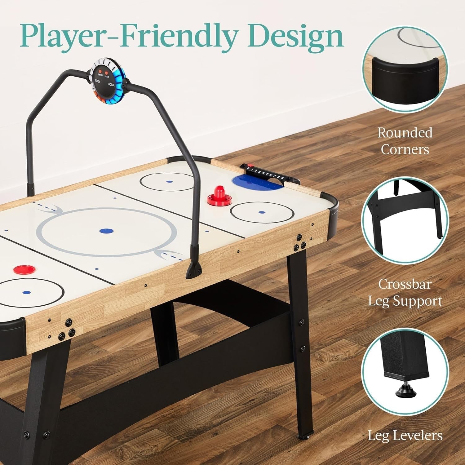 54 Inch LED Air Hockey Table Electronic Scoreboard 12V Motor Arcade
