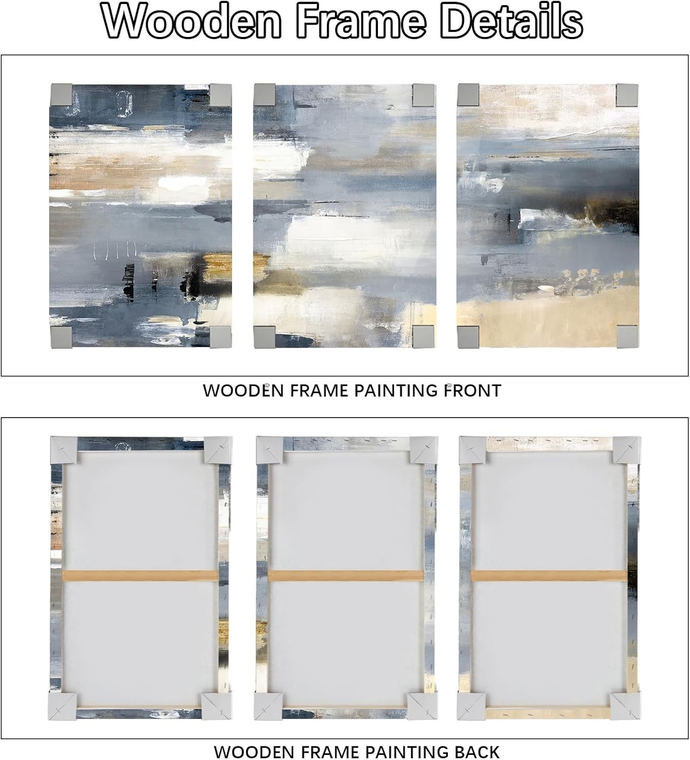 Abstract Grey Beige Canvas Wall Art 3 Panels 50x70cm Modern Decor
