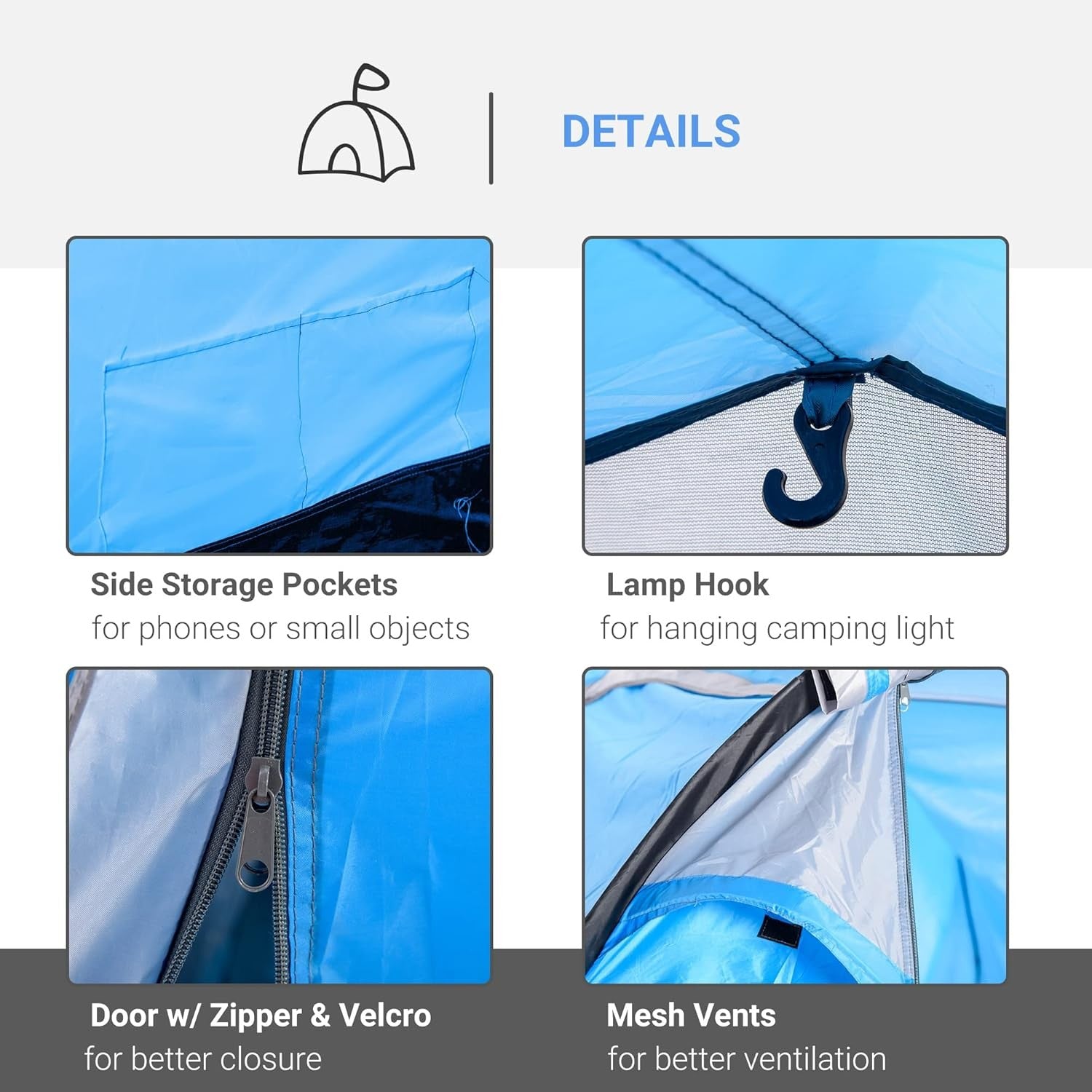Blue 2-3 Person Outsunny Tunnel Camping Tent – Waterproof, Lightweight