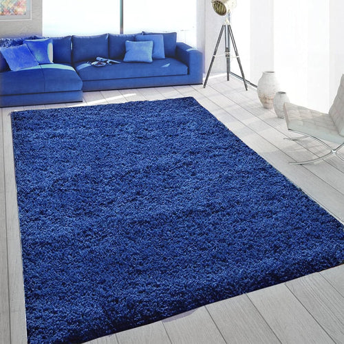 Extra Large Shaggy Rug 160x230cm 5cm Thick Soft High Pile Navy Blue Carpet
