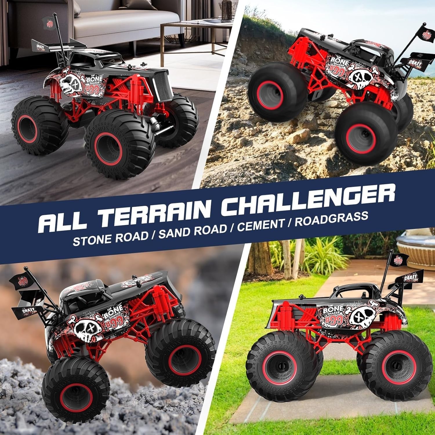 1:14 RC Monster Truck 2.4GHz 15KMH Fast Car 50min Playtime Rechargeable Gift