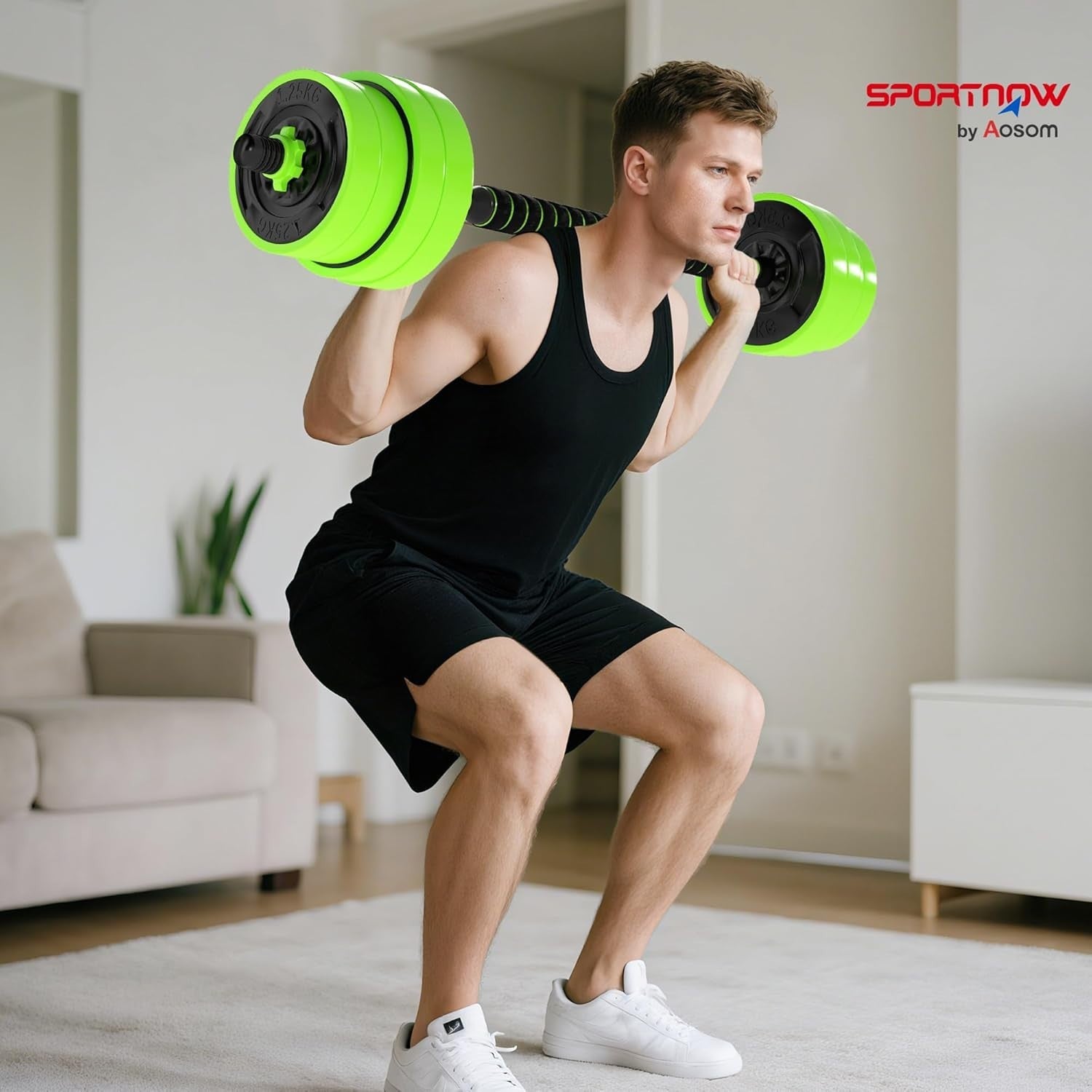 30kg 6-in-1 Adjustable Home Gym Weights Dumbbell Barbell Kettlebell Set