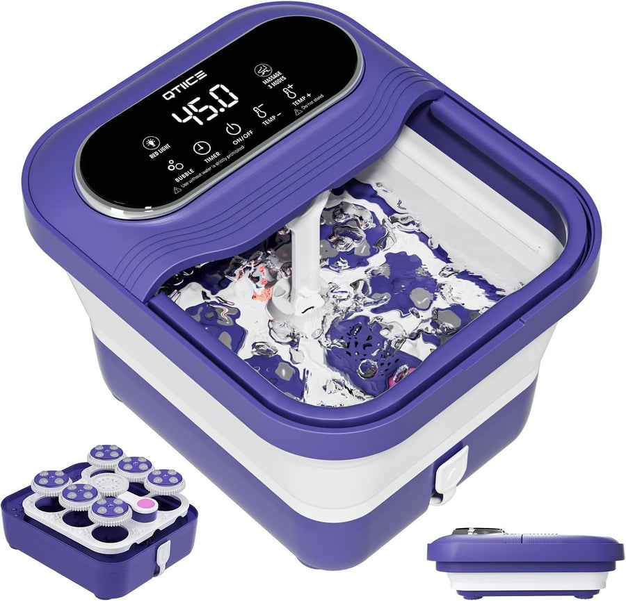 Collapsible Foot Spa with Heat, Bubble & Vibration Massage, Shiatsu Balls