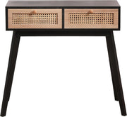 Modern Console Table with 2 Rattan Drawers | Stylish Hallway & Office Storage