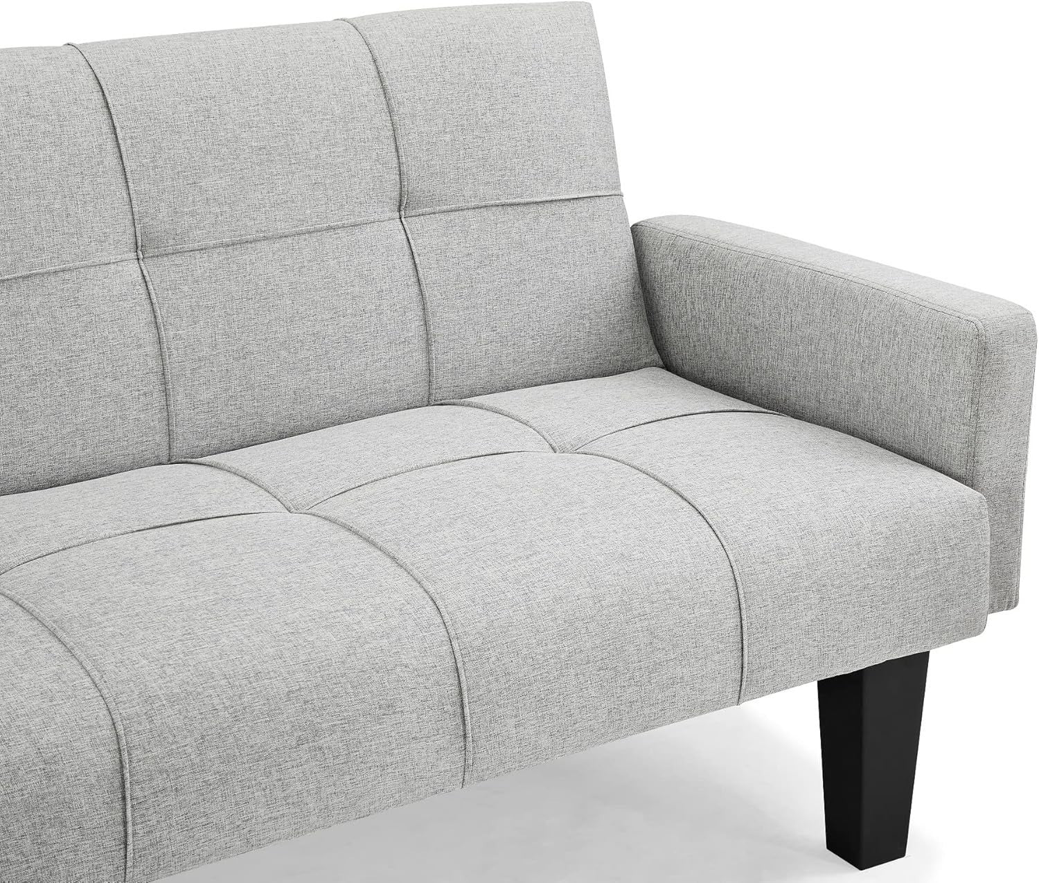 3 Seater Sofa Bed Light Grey Tufted Recliner Clic Clac Guest Sleeper Couch