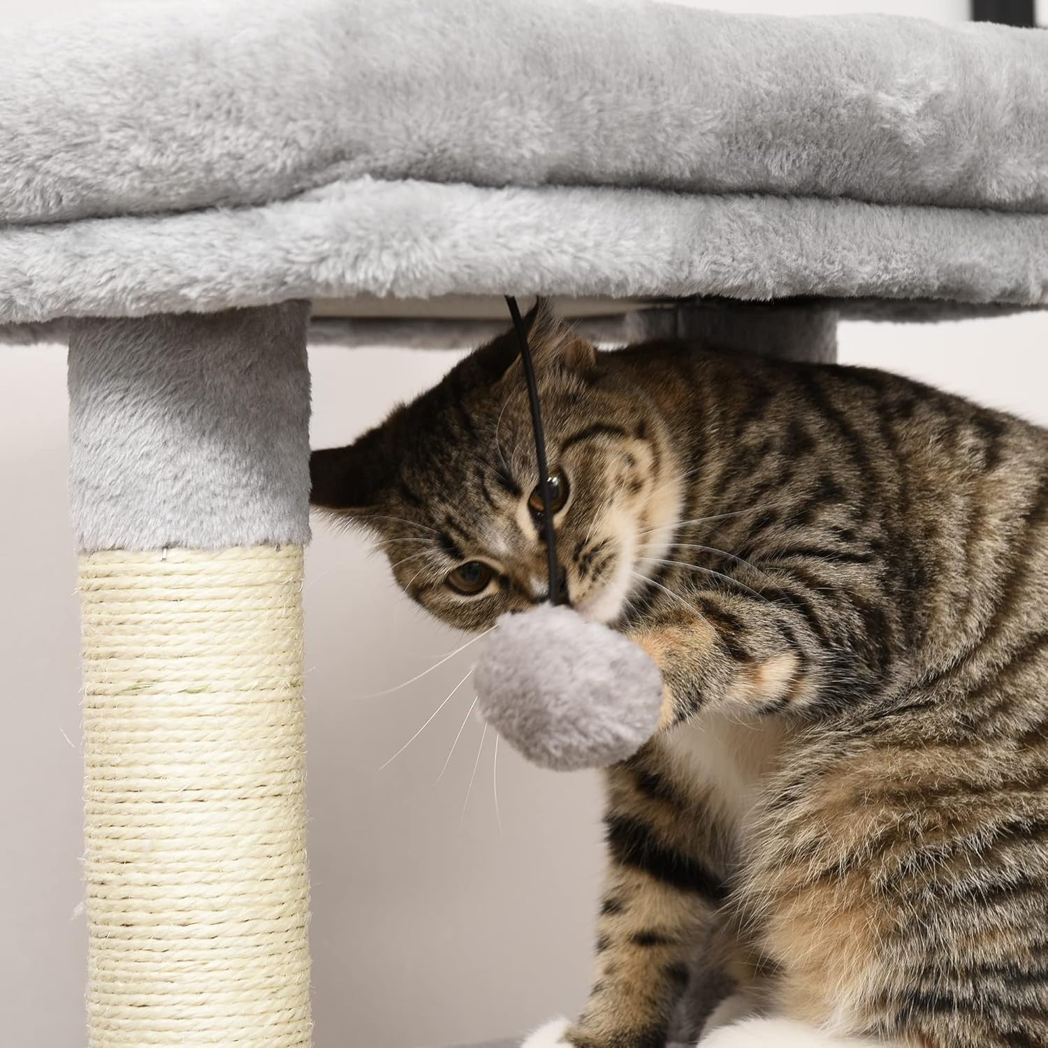 Cat Tree Tower for Indoor Cats with Condo Scratching Posts Hanging Toy Grey