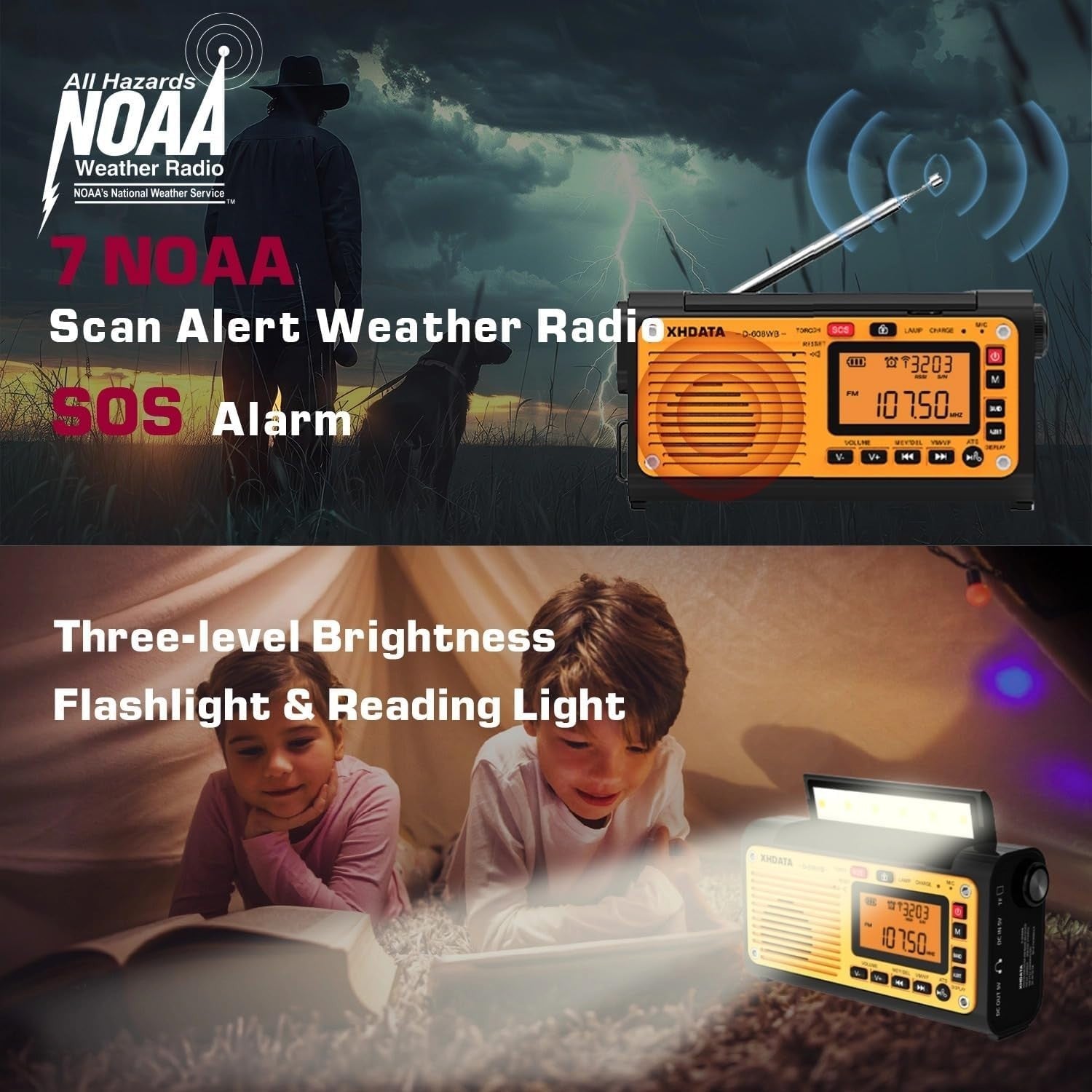 Emergency Solar Wind Up Radio FM/AM/SW Torch Bluetooth USB MP3