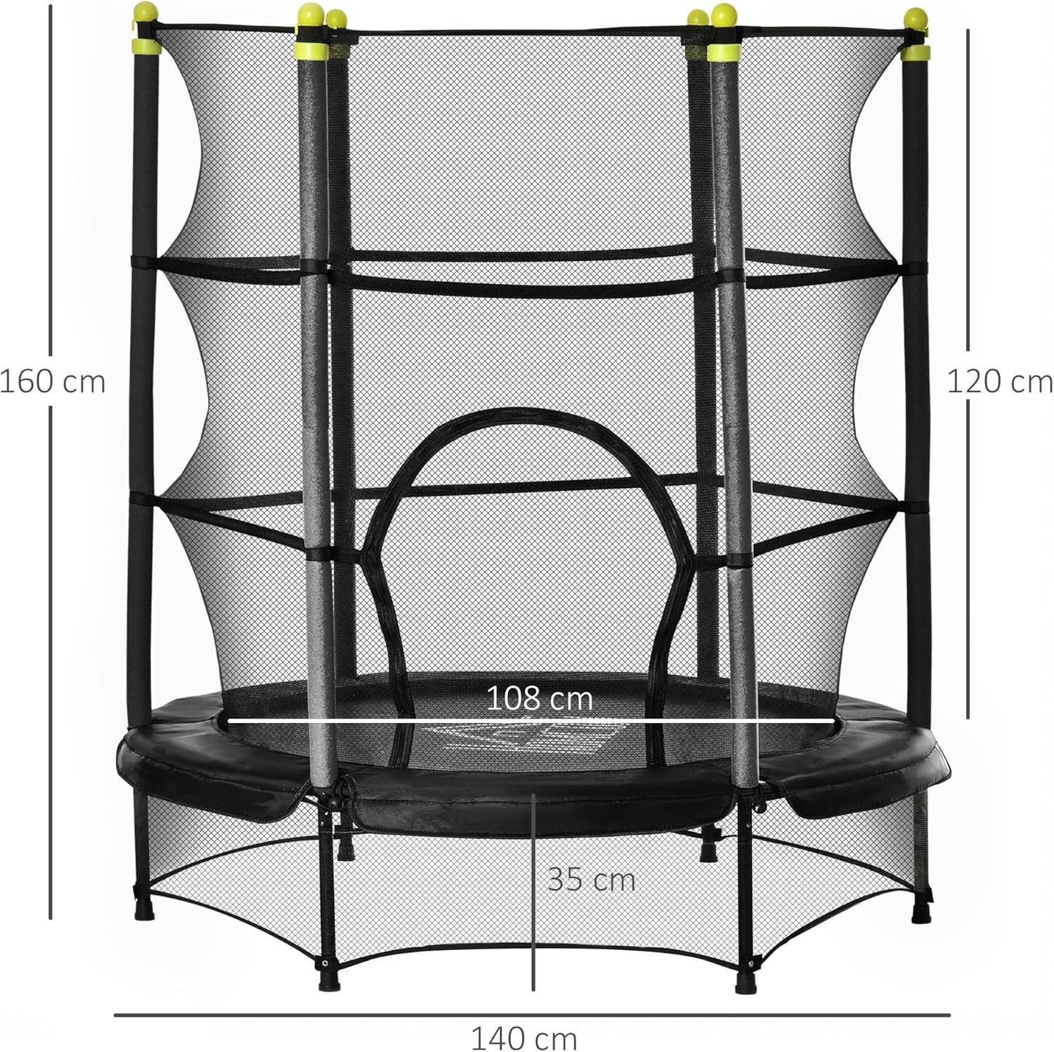 4.6FT Kids Trampoline Enclosure Net Springless Indoor Outdoor 50KG
