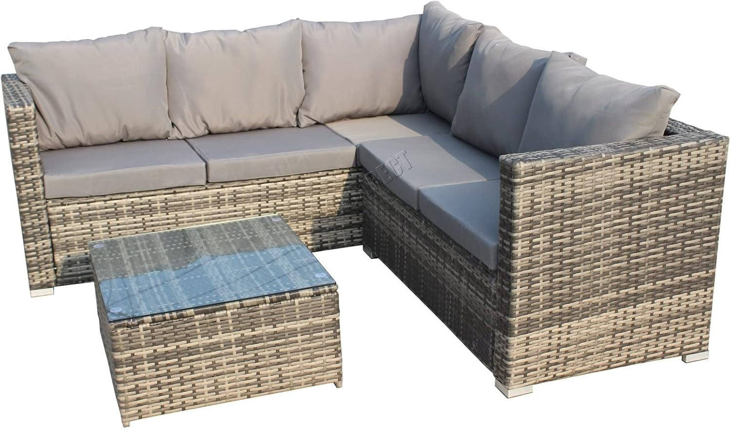 5 Seater Rattan Corner Sofa Set Outdoor Garden L Shape Patio Furniture Grey