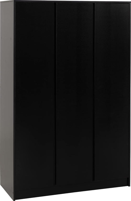 Black 3 Door Wardrobe with Drawers & Rail – Modern Bedroom Storage Unit