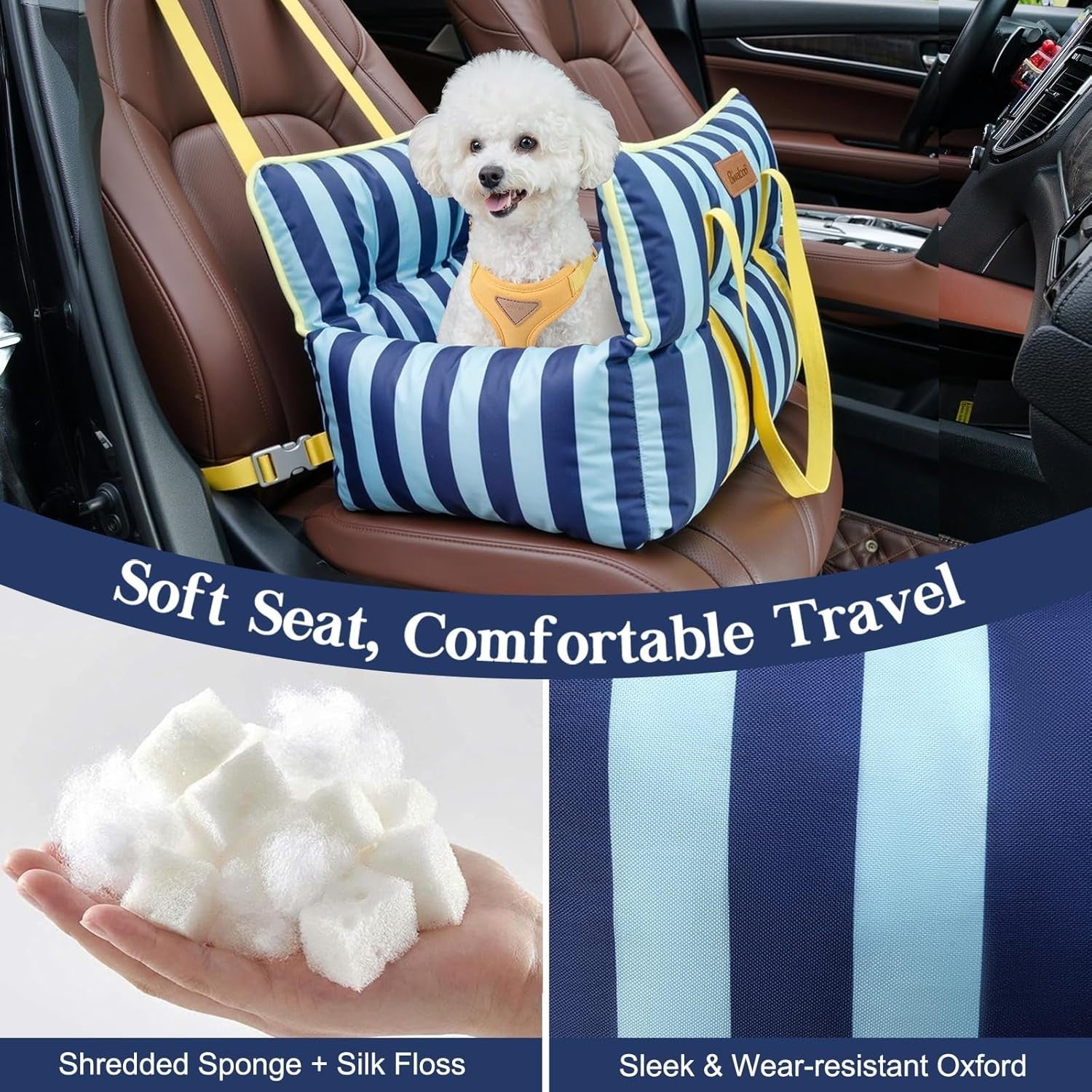 Extra Soft Dog Booster Car Seat Pet Travel Bed Safety Leash 25lbs
