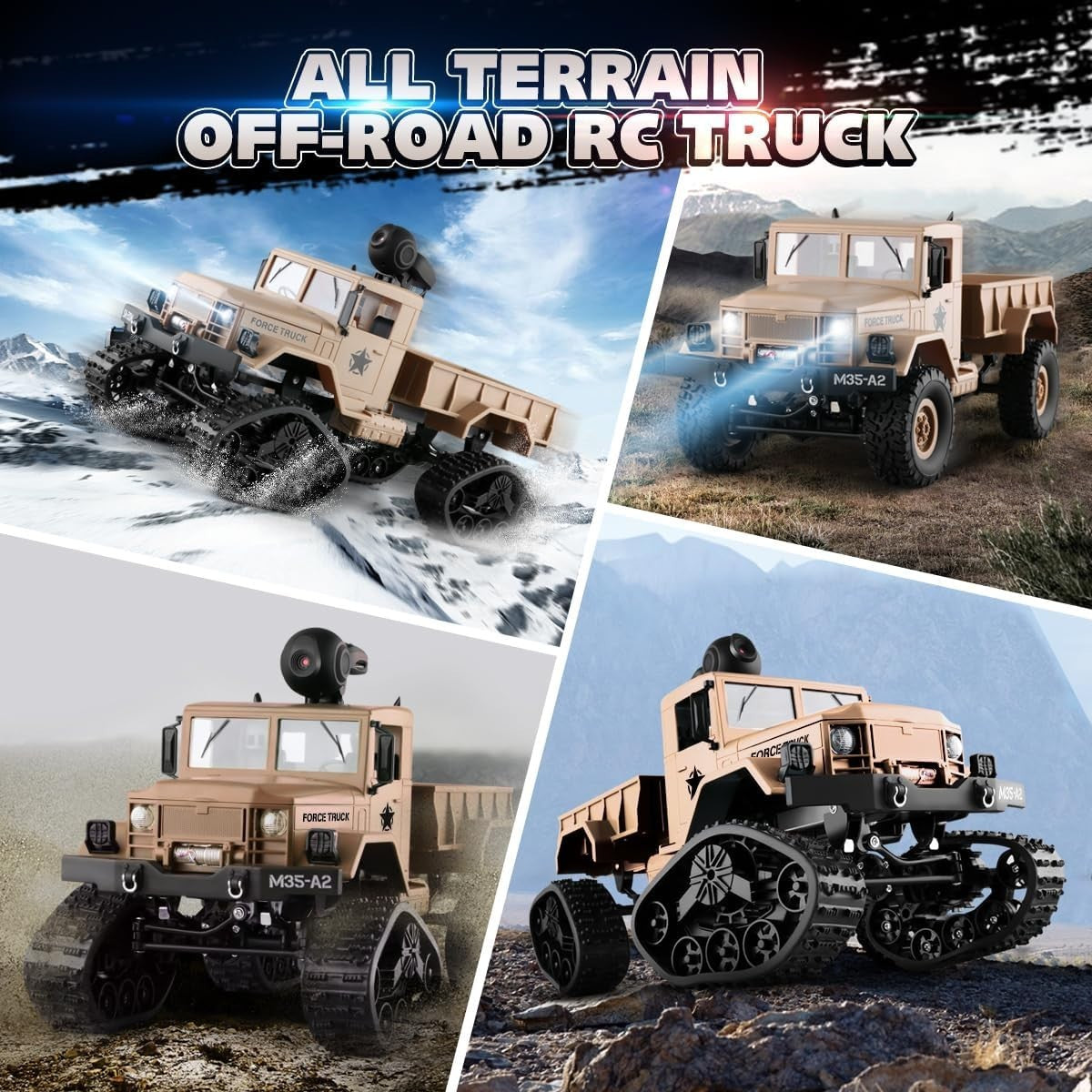 4WD RC Car w/ WiFi Camera 720P FPV 1:16 Off Road Truck 20km/h Kids Gift