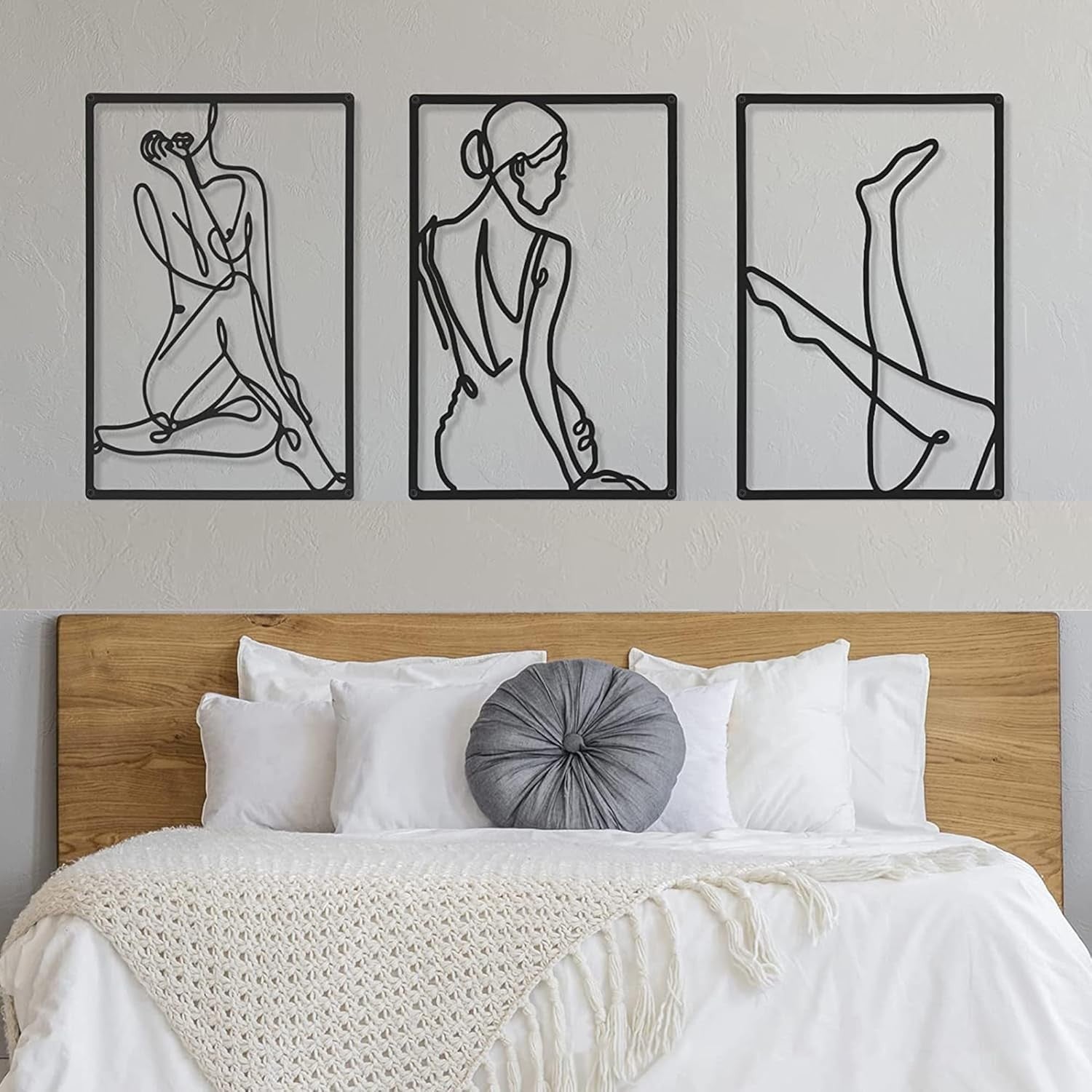 3-Piece Metal Wall Art Abstract Woman Minimalist Modern Decor