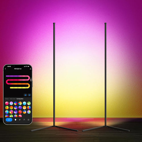 Smart RGBIC LED Floor Lamp 2-Pack, App & Alexa Control, 150cm Dimmable