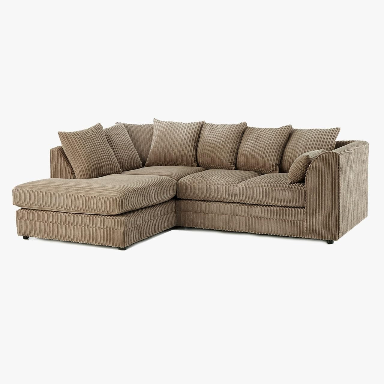 4-Seater Jumbo Cord L Shape Corner Sofa Mink Comfy Scatter Back