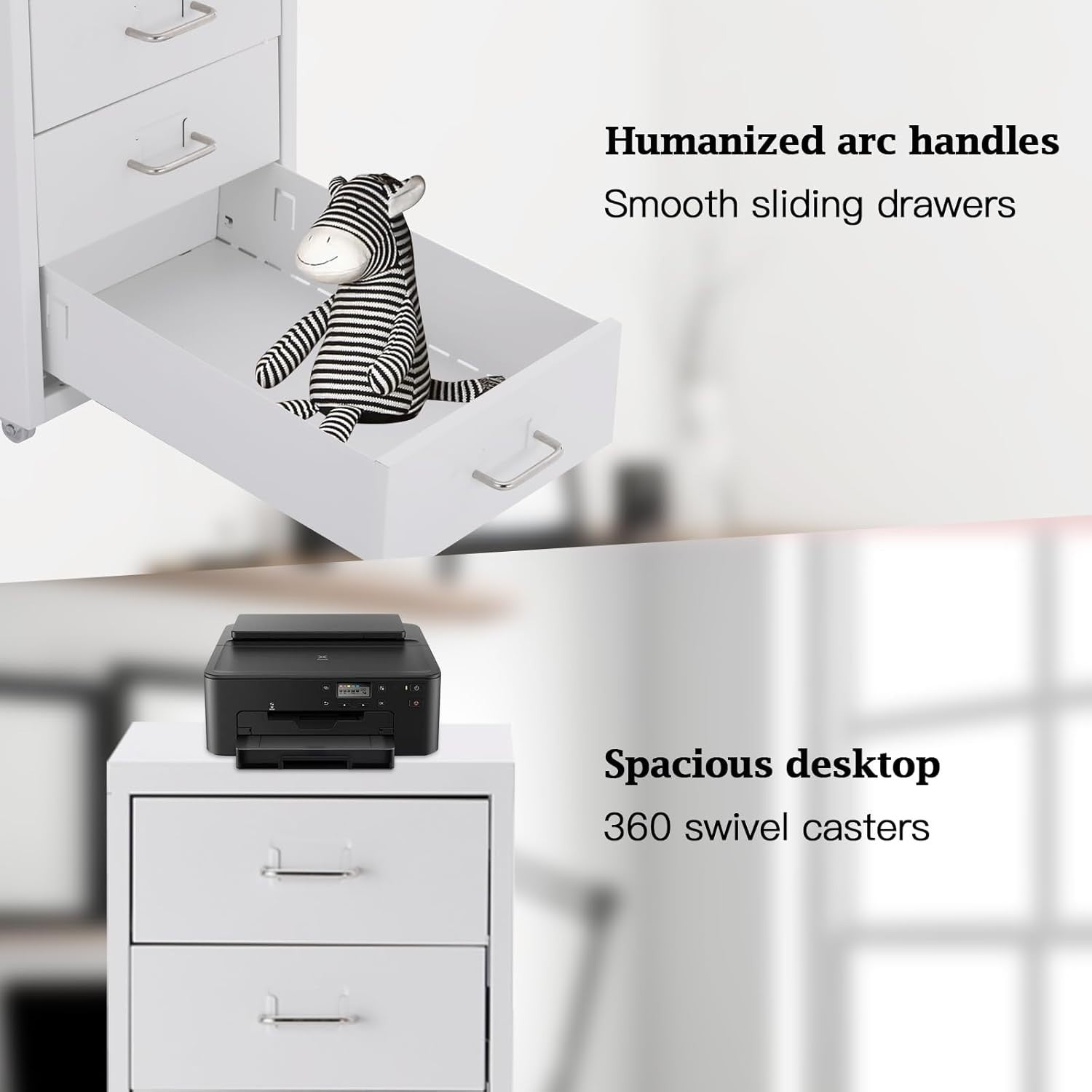 White Slim Rolling Drawer Tower 10 Tier Metal Office File Storage