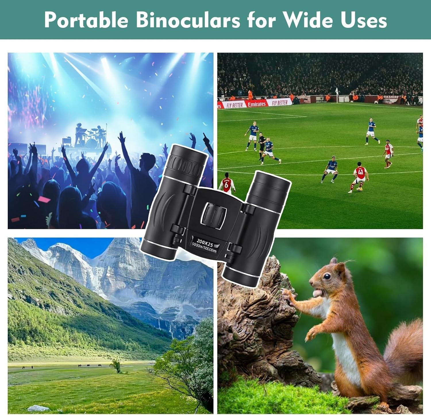 200x25 Compact Mini Binoculars HD Long-Range Travel Birdwatching Sports Optics
