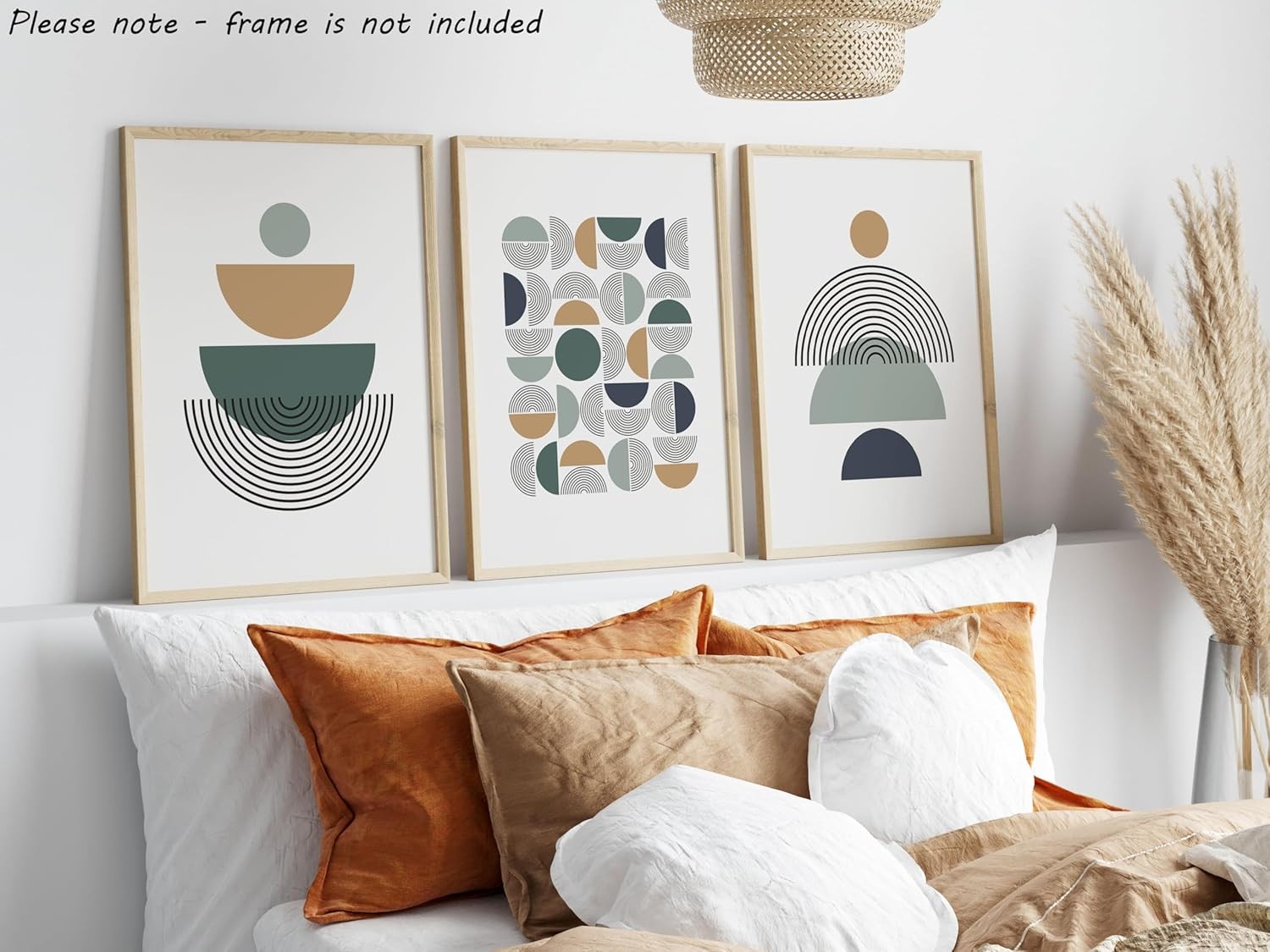 Misty Blue Geometric Wall Art Set of 3 A4 Prints