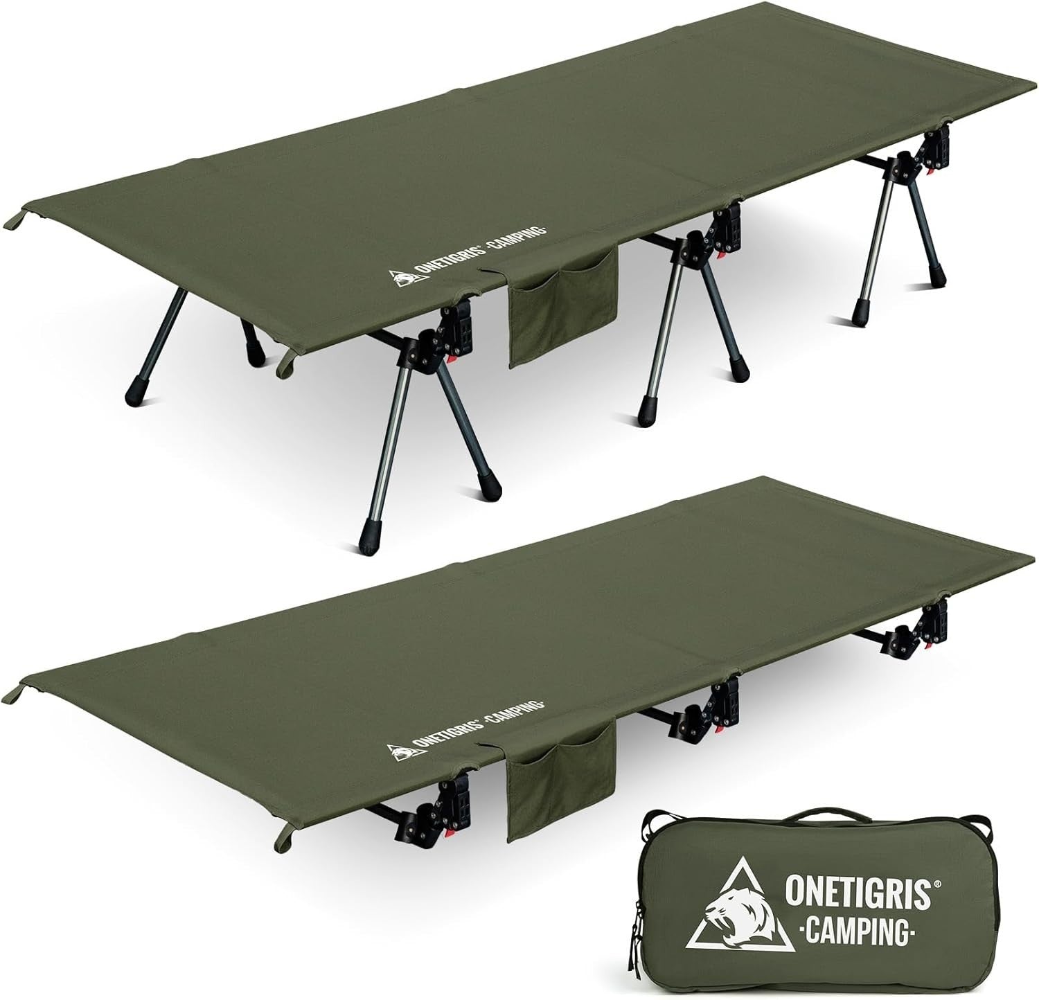 Heavy Duty Portable Camping Cot Adjustable Height Foldable Bed Outdoor