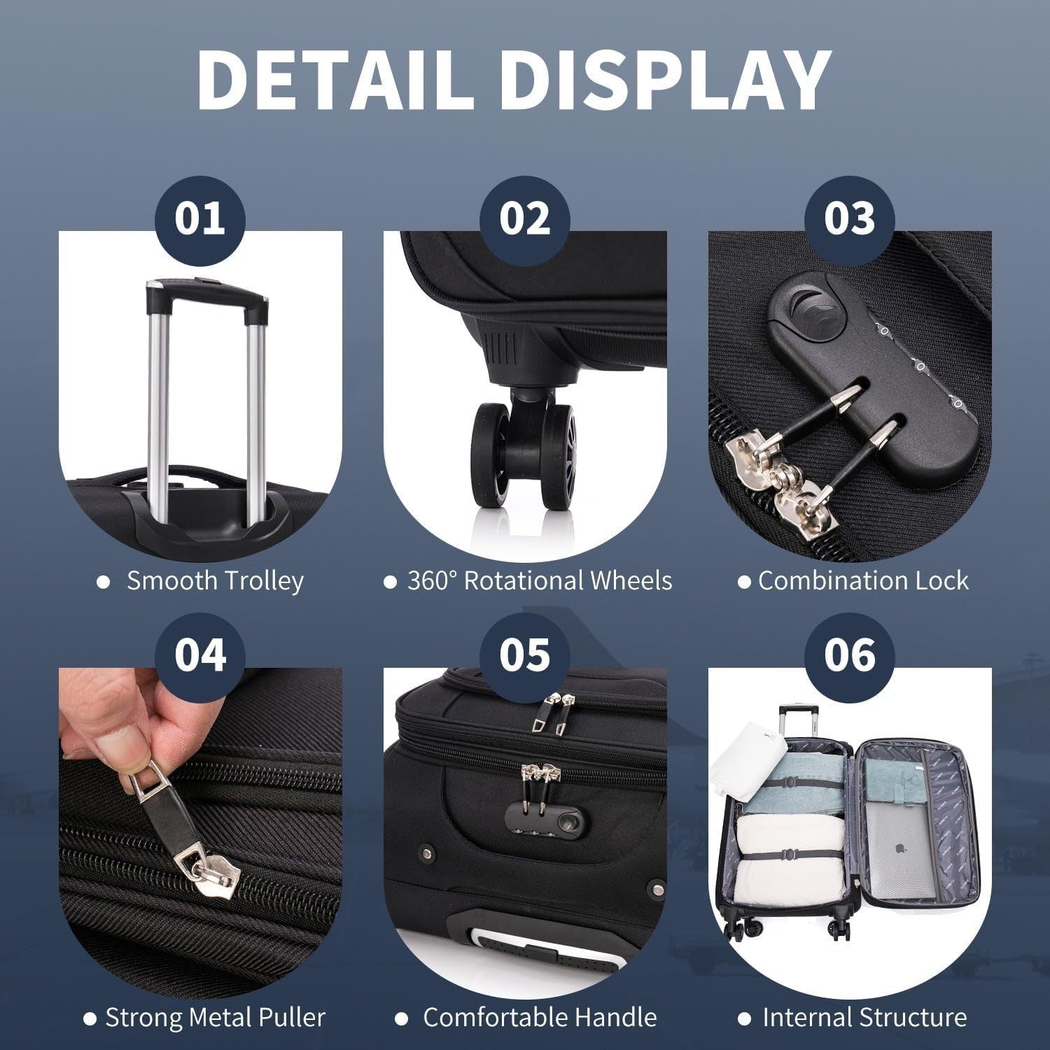 24” Medium Lightweight Expandable Suitcase 4 Wheel Travel Luggage Lock