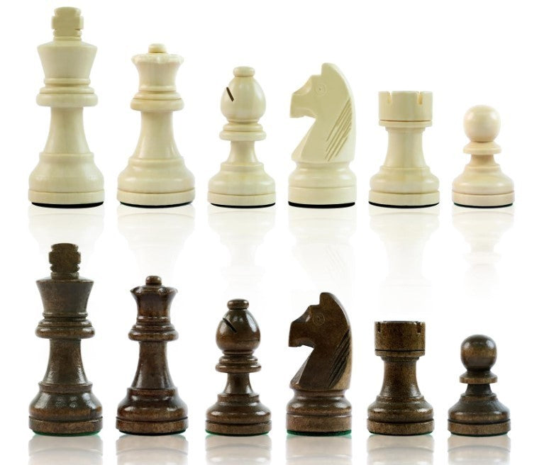 Luxury Weighted Wooden Chess Pieces 3.6" King – 32pc Set + 2 Extra Queens