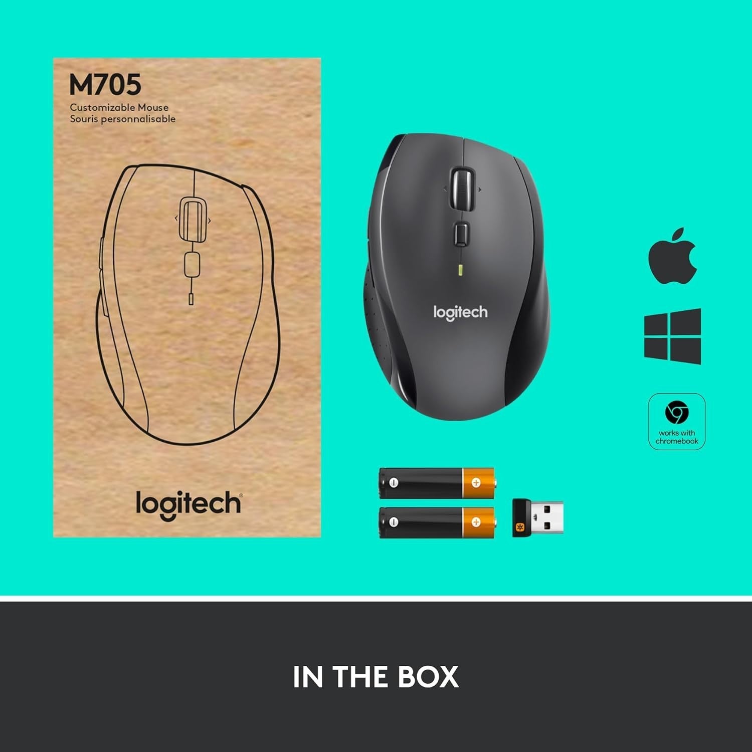 Wireless Ergonomic Mouse Long Battery Life Programmable Buttons USB PC Laptop