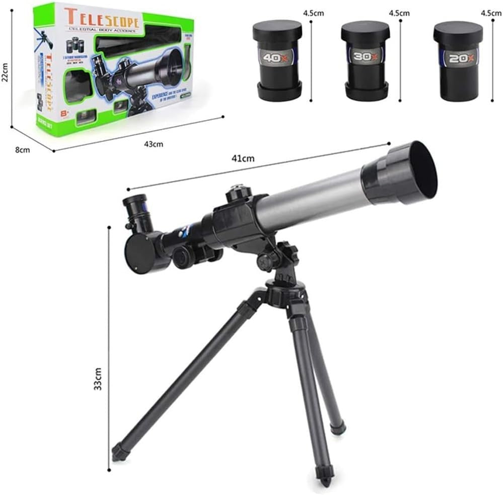 60mm Beginner Astronomy Telescope Assorted Colour with Tripod Kit Plus
