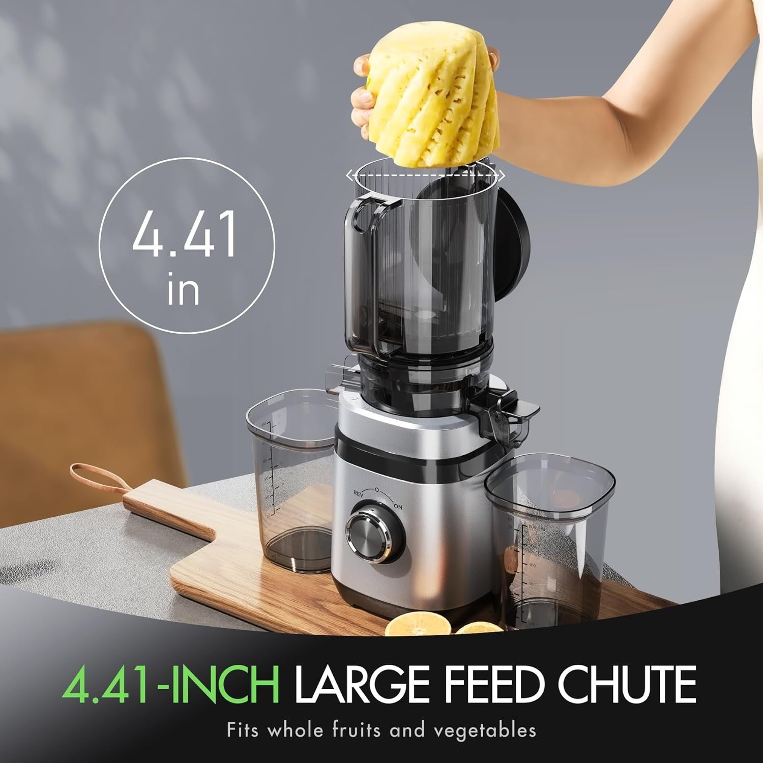 Cold Press Juicer 110mm Wide Chute Whole Fruit 350W Quiet High Yield BPA