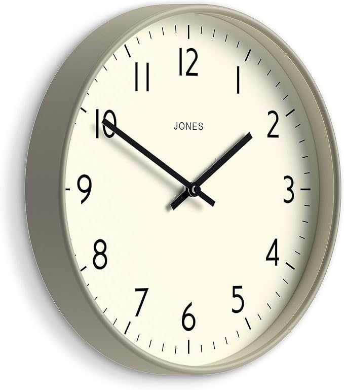 Modern 30cm Grey Wall Clock Silent Non-Ticking Easy Read Numbers Home Office