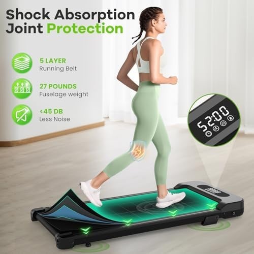 Compact Walking Pad Treadmill 1-8KM/H Portable Under Desk with Incline