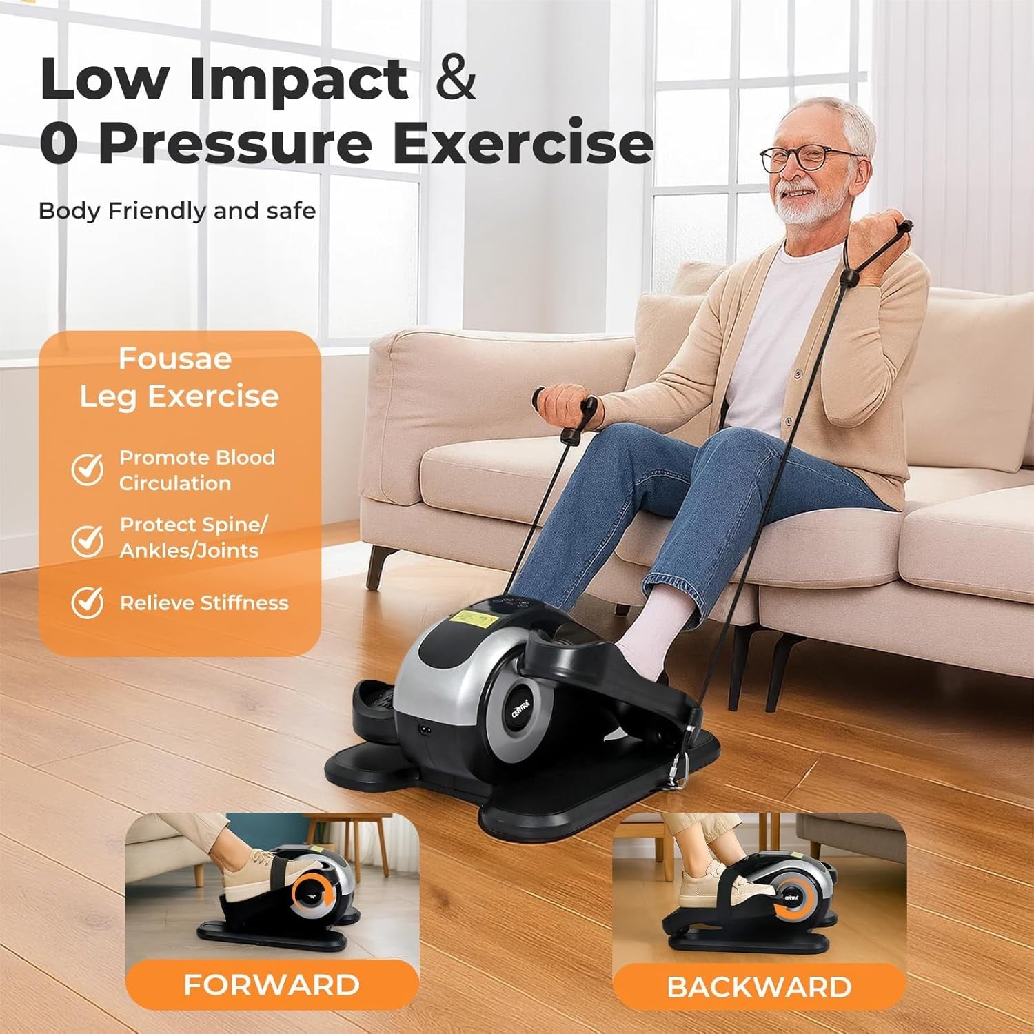 Under Desk Electric Elliptical Pedal Exerciser Quiet Seated Leg Trainer 15 Speed